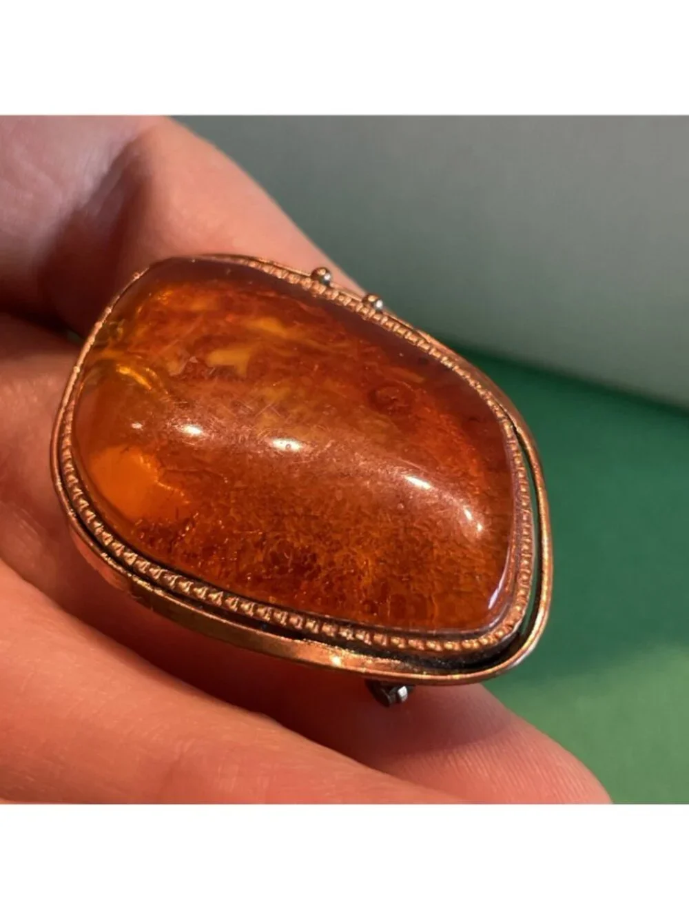 Vintage Baltic Amber Statement Brooch Pin Artisan Piece